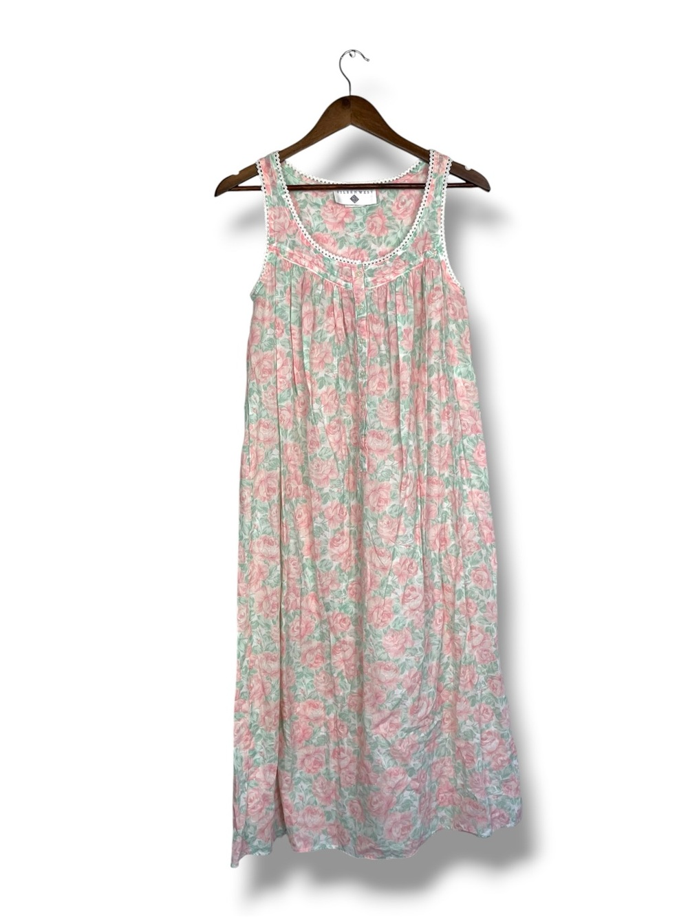 VTG Eileen West Floral Nightgown Sleep Dress S Cottagecore Made In USA Cotton